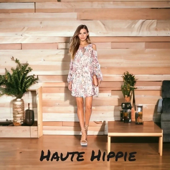 Haute Hippie ALC Boho Floral Pinks Mini Dress NWT - Picture 2 of 16